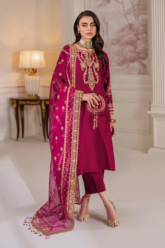 Baroque Luxury Embroidered Velvet Unstitched 3 Pcs With POTLI PR-1020