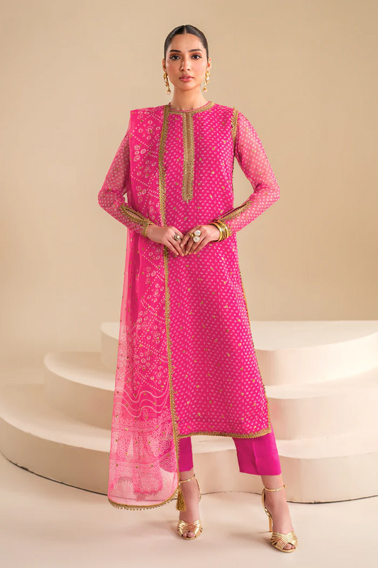 Baroque Luxury Embroidered Lawn Unstitched 3 Pc UF-626 Pink