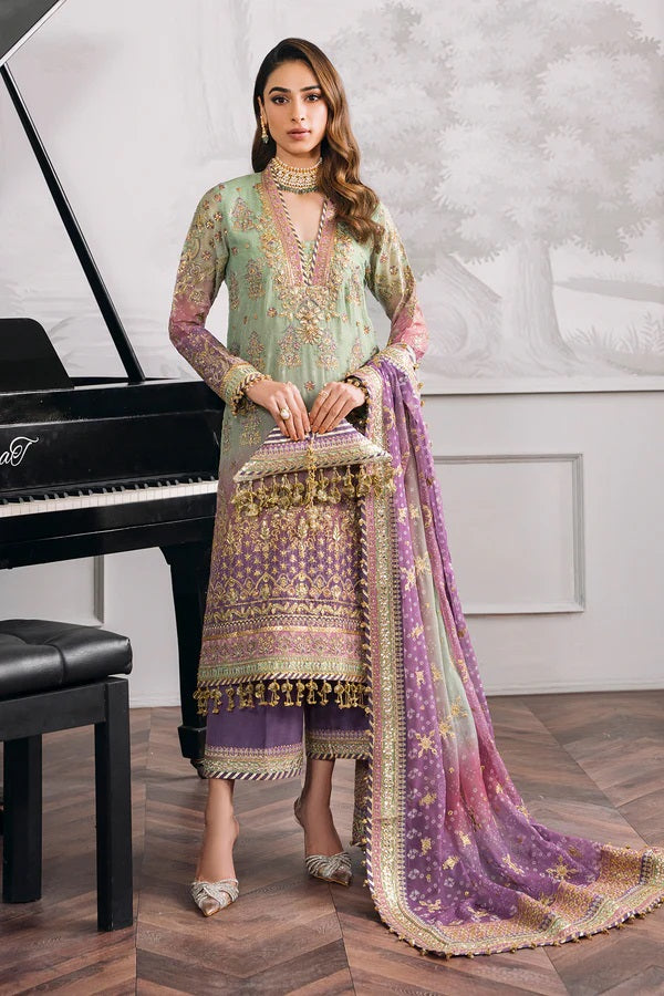 Baroque Chantelle Embroidered Luxury Chiffon Unstitched 3Pc Suit EC-08