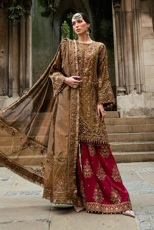 Maria.B Luxury Lava Silk Embroidered 3 Piece Unstitched - Soiree 25