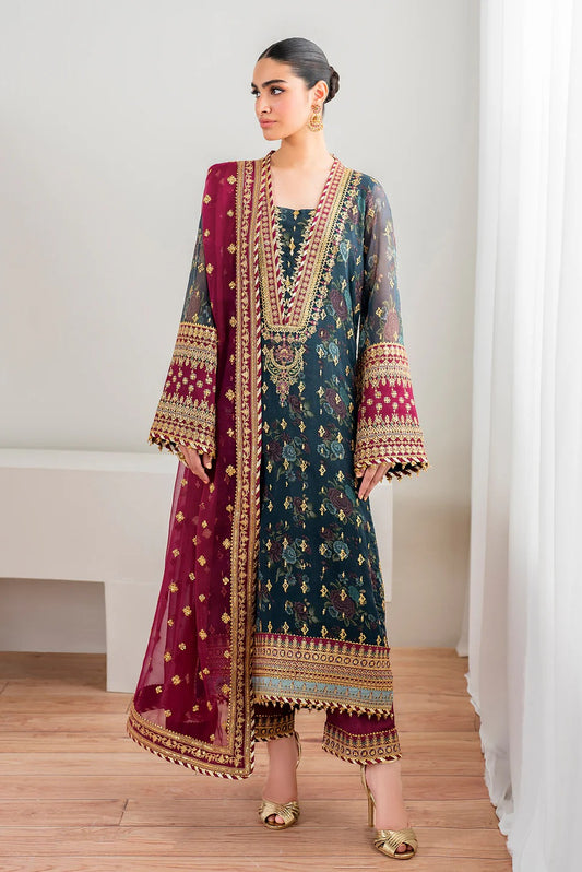 Baroque Luxury Chiffon Embroidered 3 Piece Unstitched - SF 689