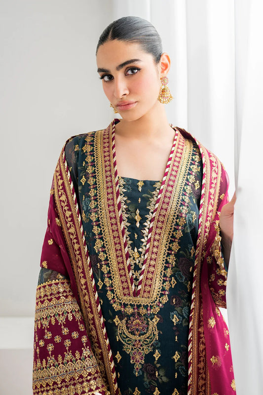 Baroque Luxury Chiffon Embroidered 3 Piece Unstitched - SF 689
