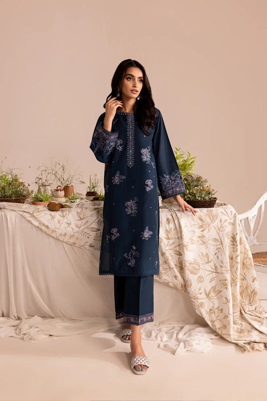 Batik 2 Pc Dhanak Embroidered Shirt With Dhanak Embroidered Trouser- Katara