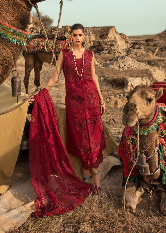 Saira Shakira Luxury Lawn Embroidered Collection D-8 Rouge