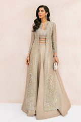 Soraya Couture Net Embroidered Suits Unstitched SEPIA GOLD