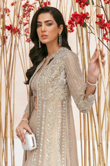 Soraya Couture Net Embroidered Suits Unstitched SEPIA GOLD