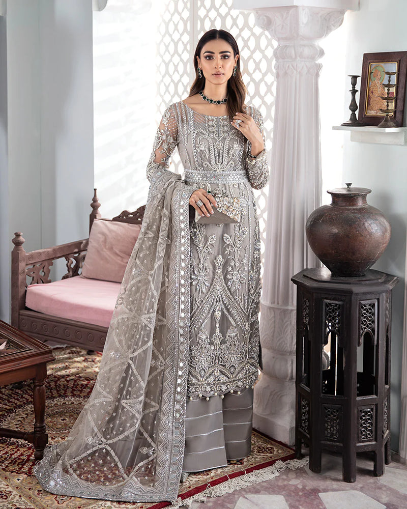 Gulnoor By GULAL Embroidered Net 3-Piece Unstitched Suit WS-18