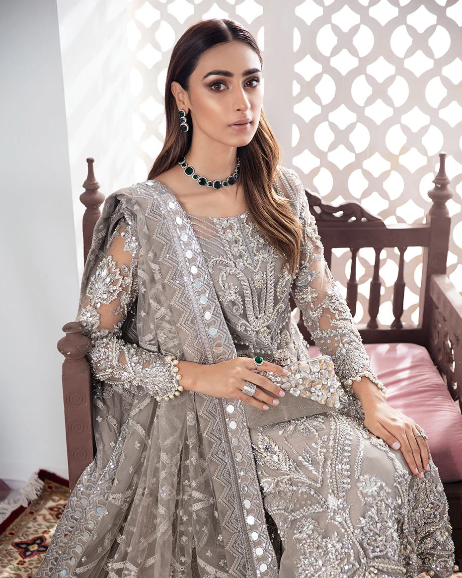 Gulnoor By GULAL Embroidered Net 3-Piece Unstitched Suit WS-18