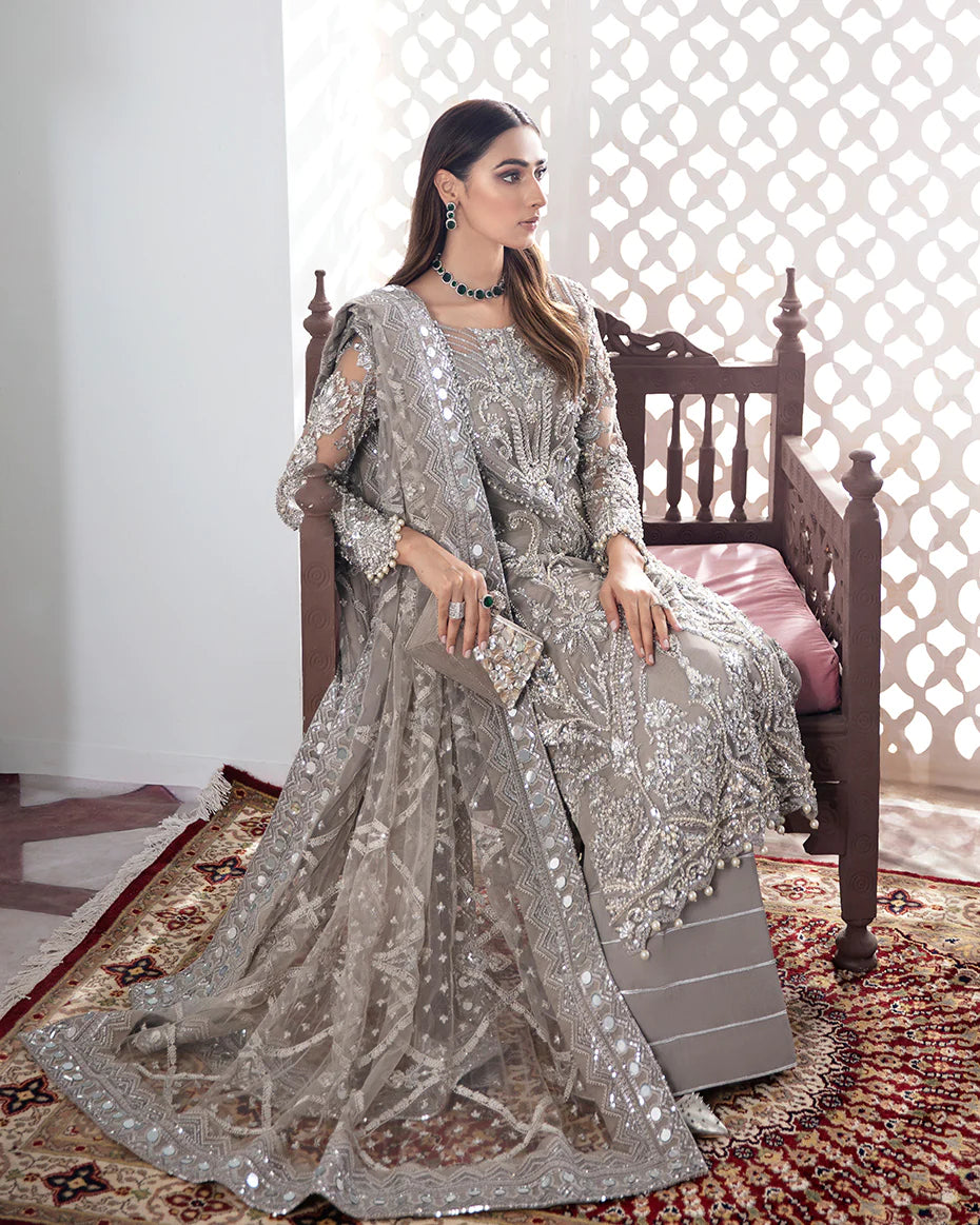 Gulnoor By GULAL Embroidered Net 3-Piece Unstitched Suit WS-18