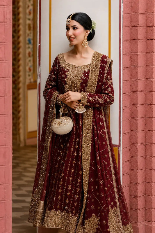 Haris Shakeel Luxury Raw Silk Embroidered 3 Pc Unstitched Suit PA - 106