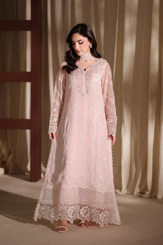 Azure Luxury Embroidered Chiffon Unstitched 3Pc Suit Twirling Tulip