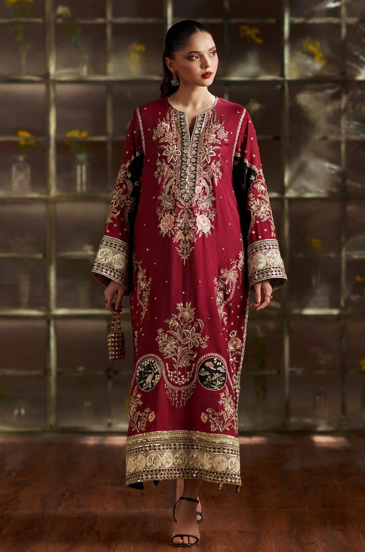 ETHNC Luxury Raw Silk Embroidered 3Pc Unstitched Suit PA-164