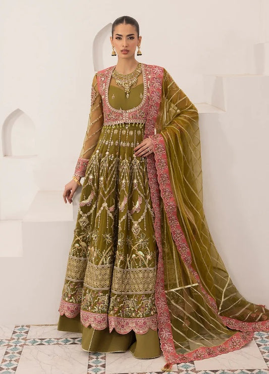 Mirha Imran Hennay Luxury Net Embroidered 3Pc Unstitched Suit PA-147