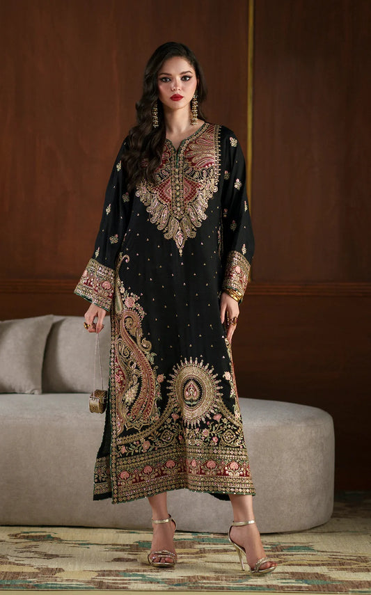 Pehnawa Luxury Raw Silk Embroidered Unstitched 3PC Suit-Kaftan