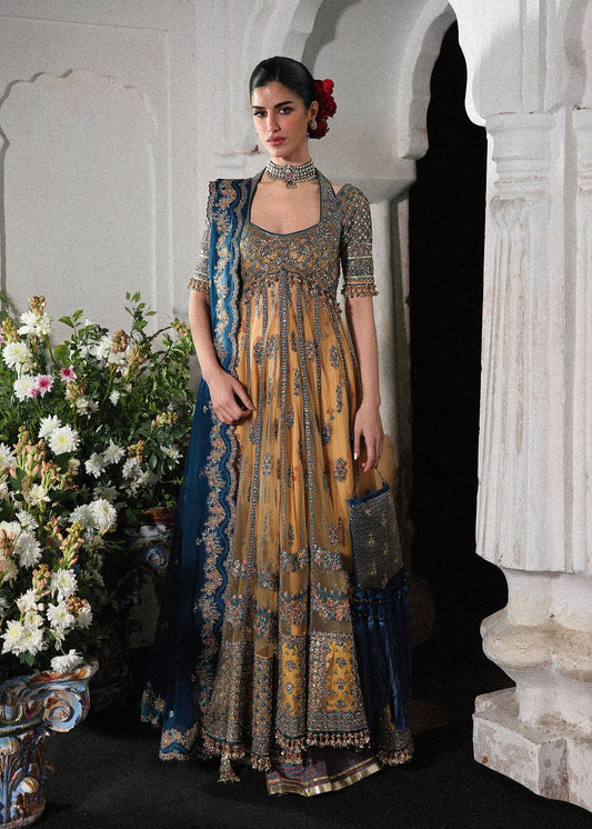 Hussain Rehar Luxury Net Embroidered 3 Pc Unstitched Suit-Man Jogi
