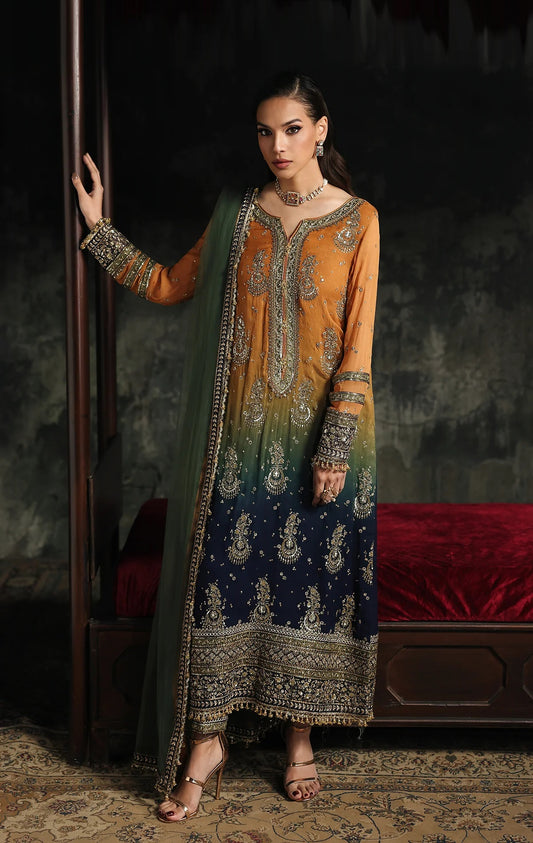 Charizma Luxury Embroidered Chiffon 3Pc Unstitched Suit CA26 - 02