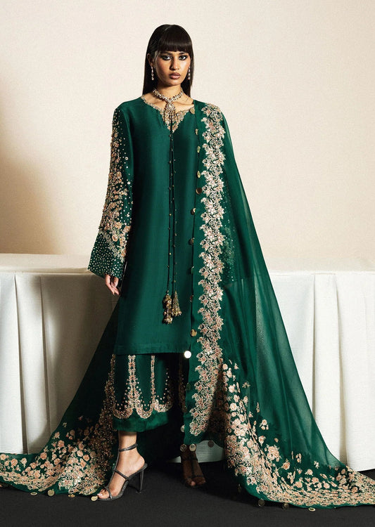 Hussain Rehar Noor Lepoque Luxury Raw Silk Embroidered 3 Piece Unstitched Suit PA-245