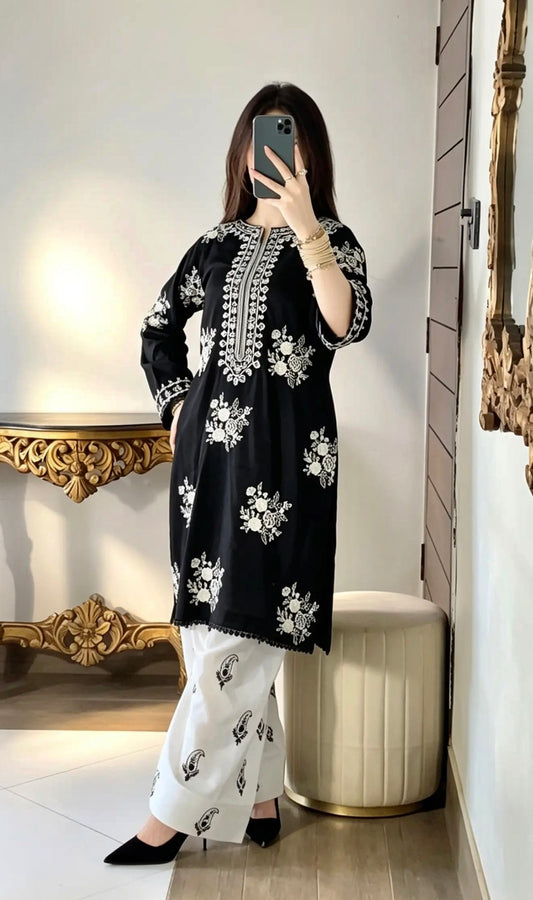 Poshkari Luxury Embroidered Lawn Stitched 3Pc Suit PA - 0052