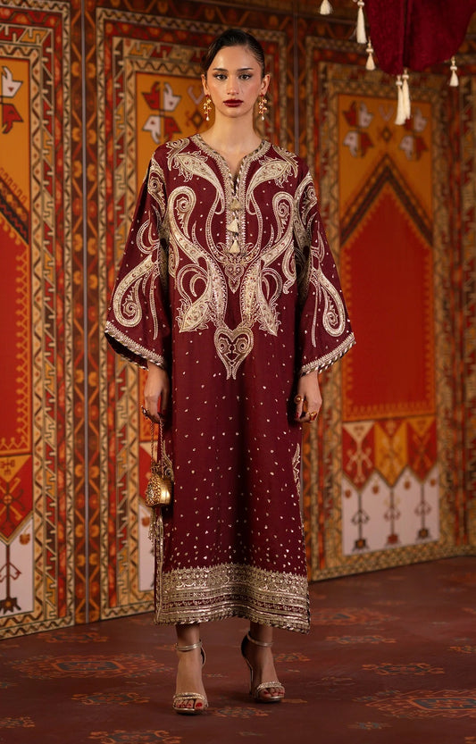 Poshkari Luxury Silk Embroidered 3Pc Unstitched Suit - E1069 / 104 / 415