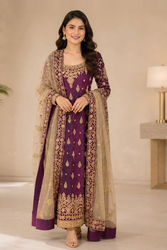 Haris Shakeel Luxury Chiffon Embroidered 3Pc Unstitched PA-124