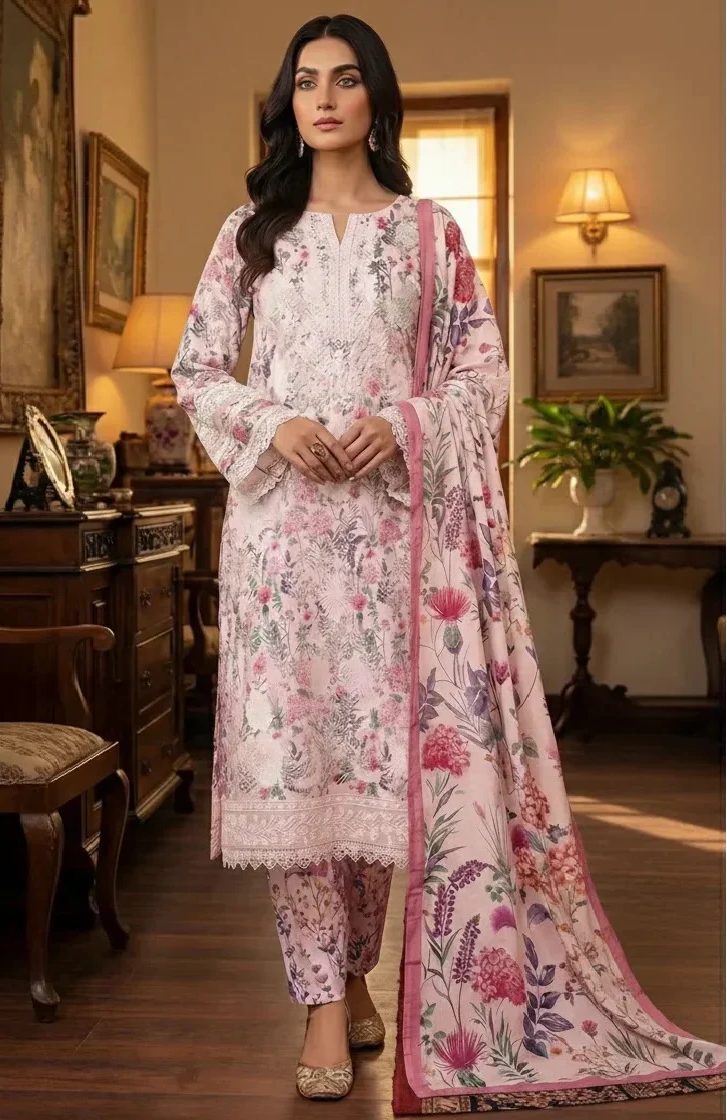 strapless open back dress Aneelas Luxury Lawn Printed & Embroidered Unstitched Suit FLORA S-2 –  Pehnawa