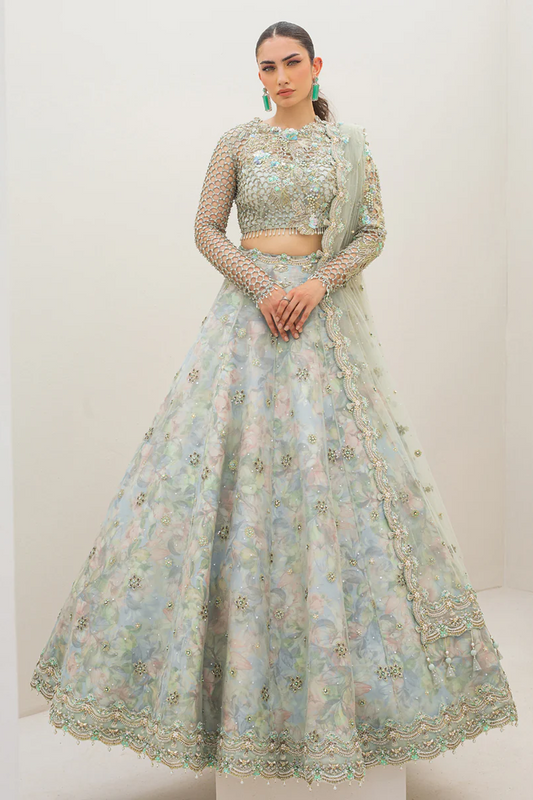Qalamkar Wedding Festive Net Embroidered Unstitched Collection C-01 ZERLIN