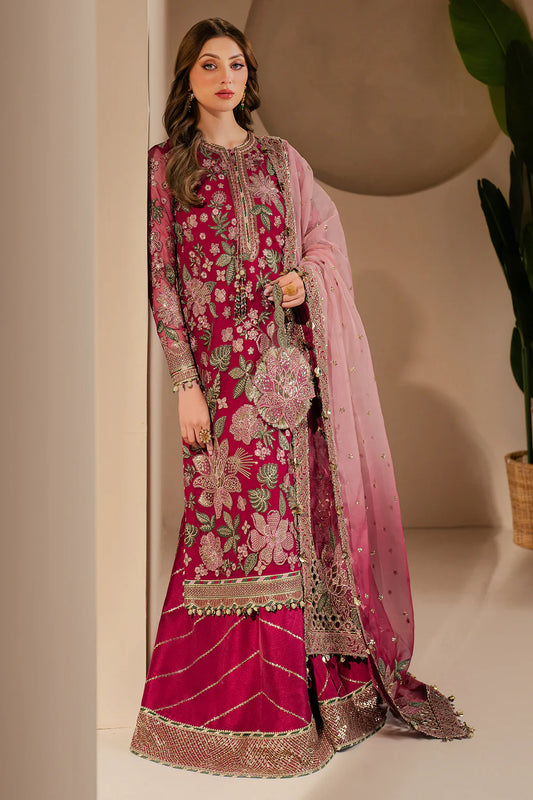 Jazmin Luxury Chiffon Unstitched Embroidered Collection WF-25-03 Rose Rediance