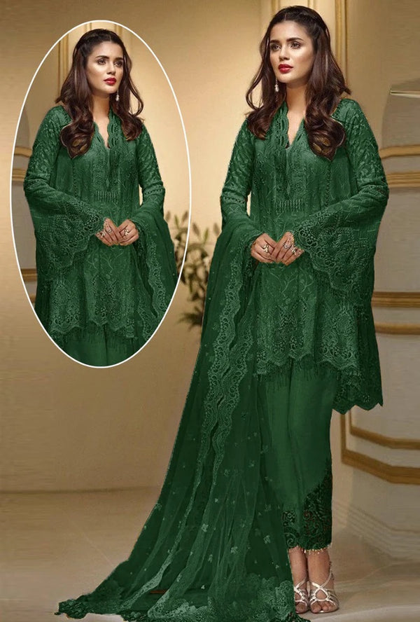 Anaya Embroidered Unstitched 3 Piece Net Suit AKCL-D06-CANDY KAY GREEN Party Wear