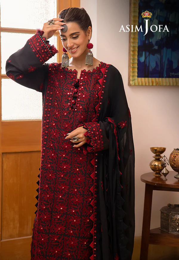 Shadow Work By Asim Jofa Embroidered Chiffon Suits Unstitched 3 Piece AJ23SW - Luxury Festive Collection