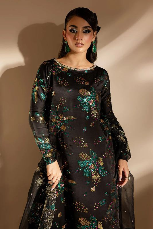 Nureh Luxury Raw Silk 3 Piece Unsticthed - TW-02 Golden Star Dust
