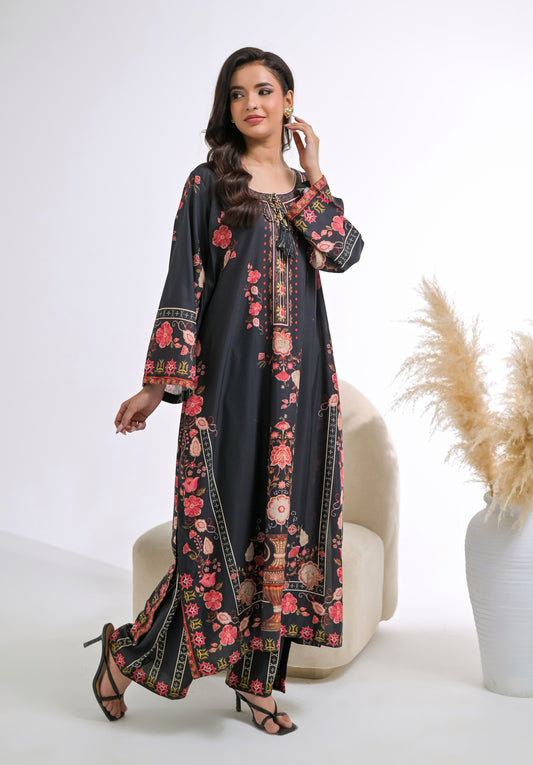 Poshkari Luxury Blended Raw Silk Embroidered 2Pc Stitched Suit PA - 0085