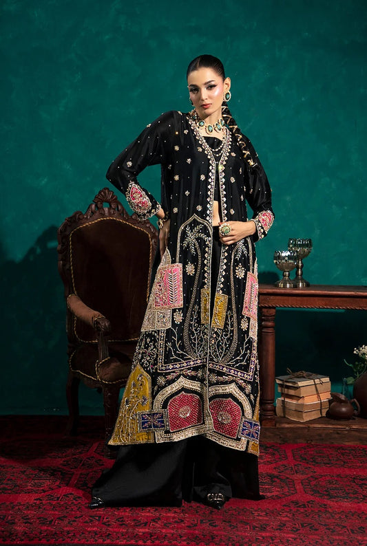 Poshkari Luxury Raw Silk Embroidered 3Pc Unstitched Suit - Avela