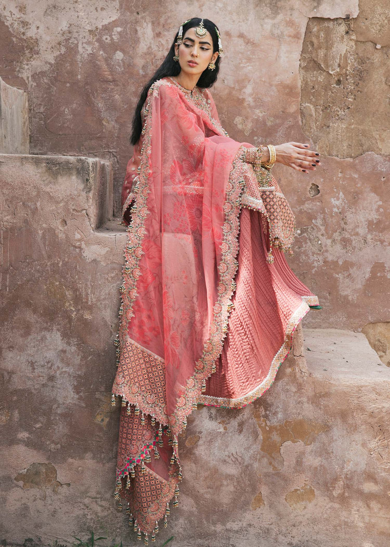 HUSSAIN REHAR PAAR WEDDING FESTIVE 3 PIECES UNSTITCHED FORMALS- HAYAT PEACH