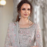 Maria.B Couture Pale Pink Net Embroidered Saree Wedding Edition MC-050