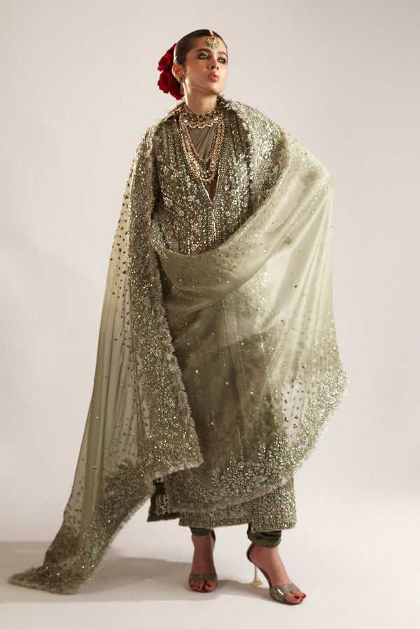 Hussain Rehar Jadeite Olive Green Bridal Collection