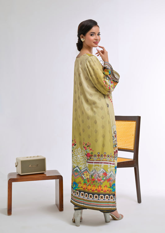 Poshkari Luxury Blended Raw Silk Embroidered 2Pc Stitched Suit PA - 0062