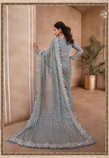 Maria.B Mbroidered Unstitched Heritage Saree Design 2