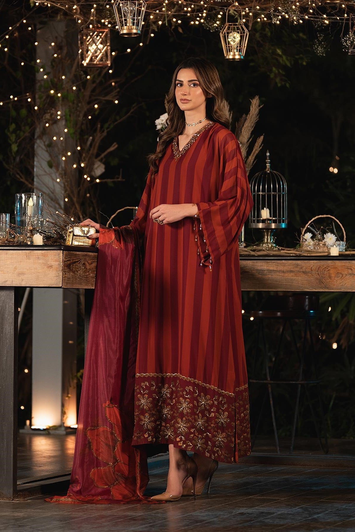 Lulusar Silk Hand Embroidered Unstitched Collection Adena Long