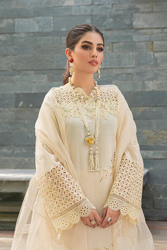Mushq - Luxury Lawn Embroidered 3 Piece Unstitched - cream blush