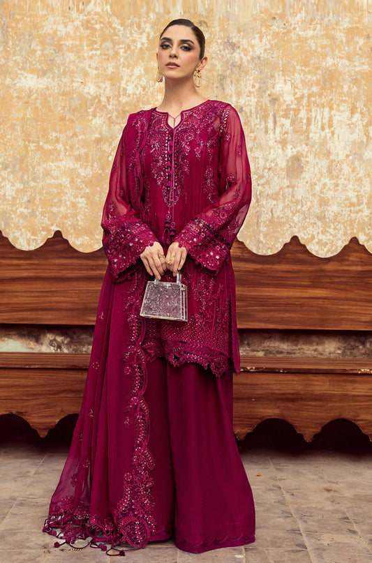 Qalamkar Luxury Pure Chiffon Embroidered Unstitched 3 Piece - WC-02 SIOFE
