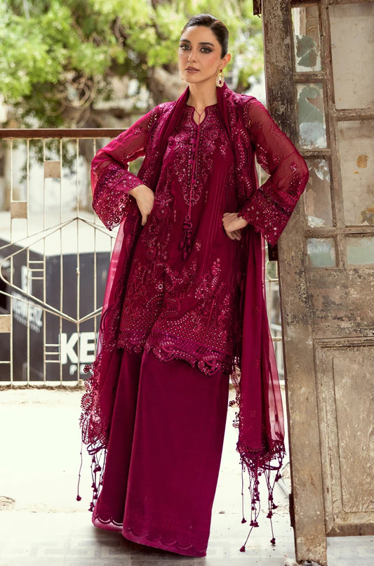 Qalamkar Luxury Pure Chiffon Embroidered Unstitched 3 Piece - WC-02 SIOFE