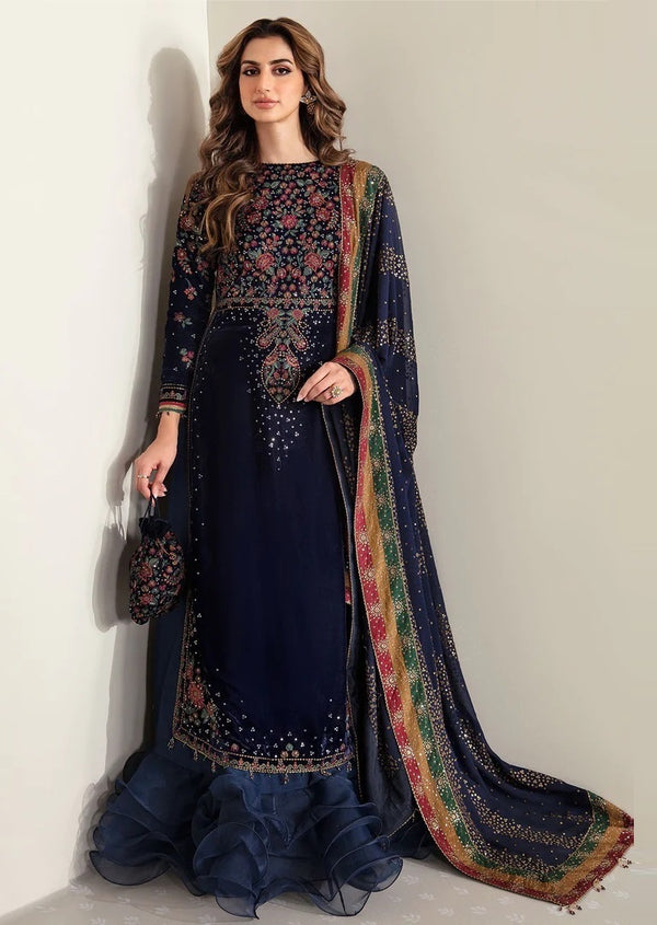 Buy Black Color Luxury Velvet Embroidered Dress online in Pakistan