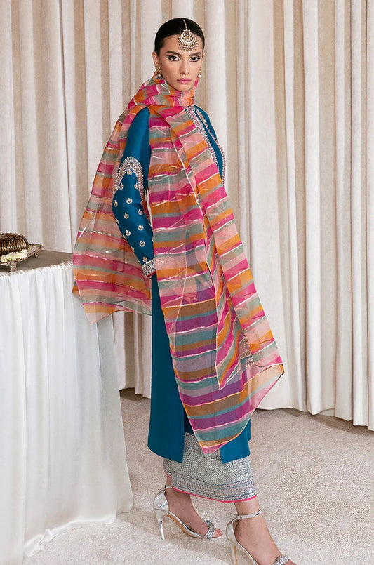 Hussain Rehar Luxury Raw Silk 3 Piece Unstiched - Gelid