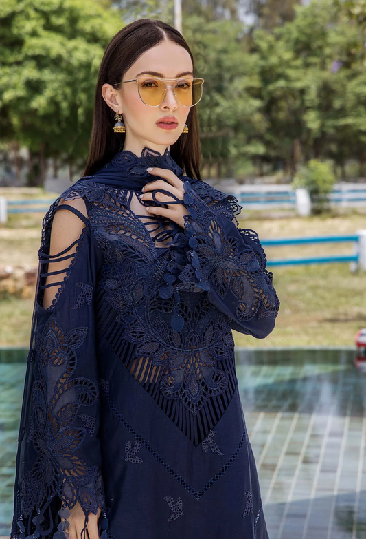 Adan Libas Luxury Lawn Embroidered 3 Pc Unstitched Suit Midnight Royale