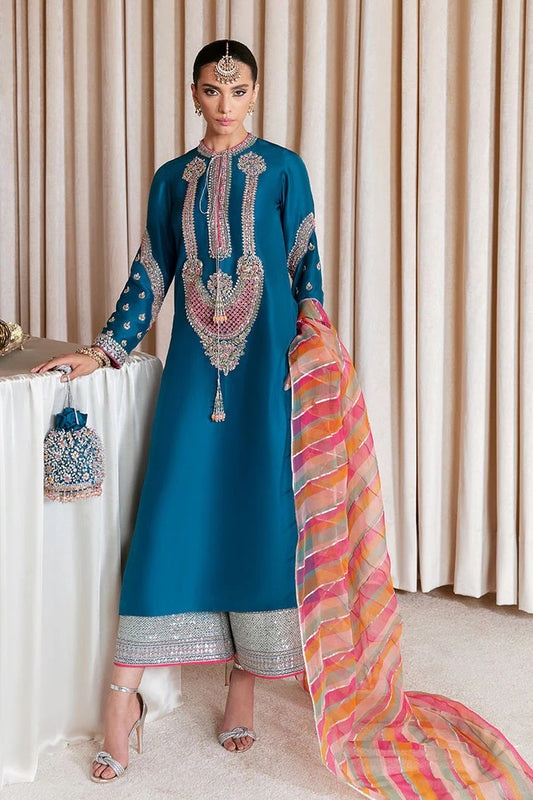 Hussain Rehar Luxury Raw Silk 3 Piece Unstiched - Gelid