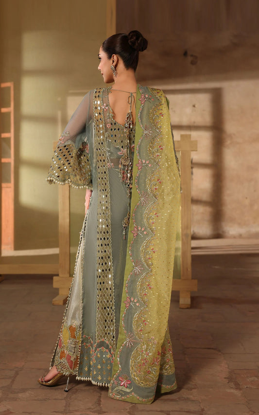 Crimson Luxury Organza Embroidered 3Pc Unstitched Suit JHALAK