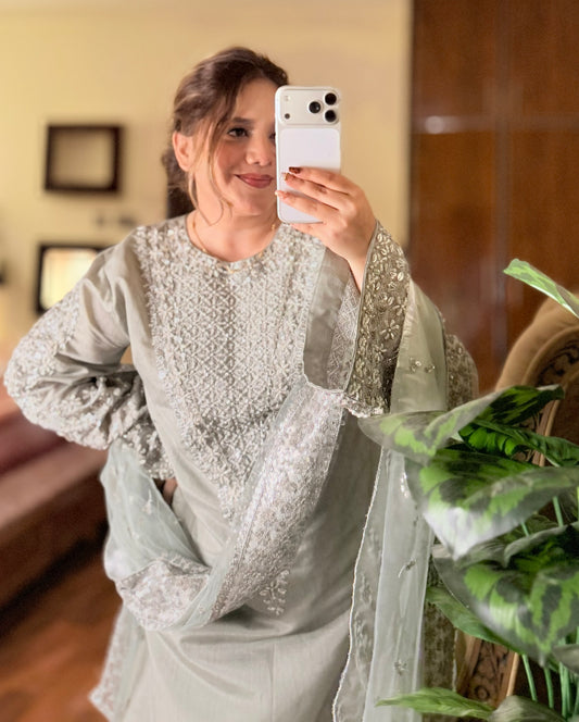 Hussain Rehar Luxury Embroidered Raw Silk Unstitched / Stitched LUCENT EC - 135 PA-116