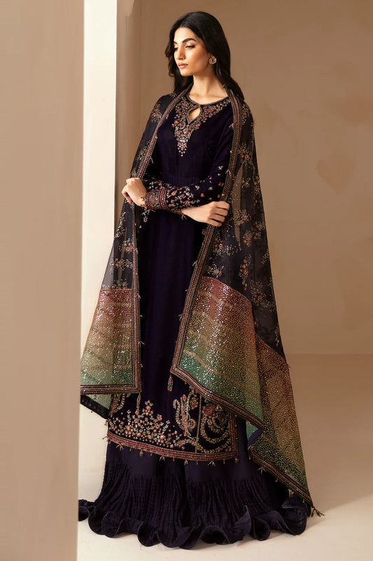 Jazmin Embroidered Velvet Formal Unstitched 3 Pc VF-2027