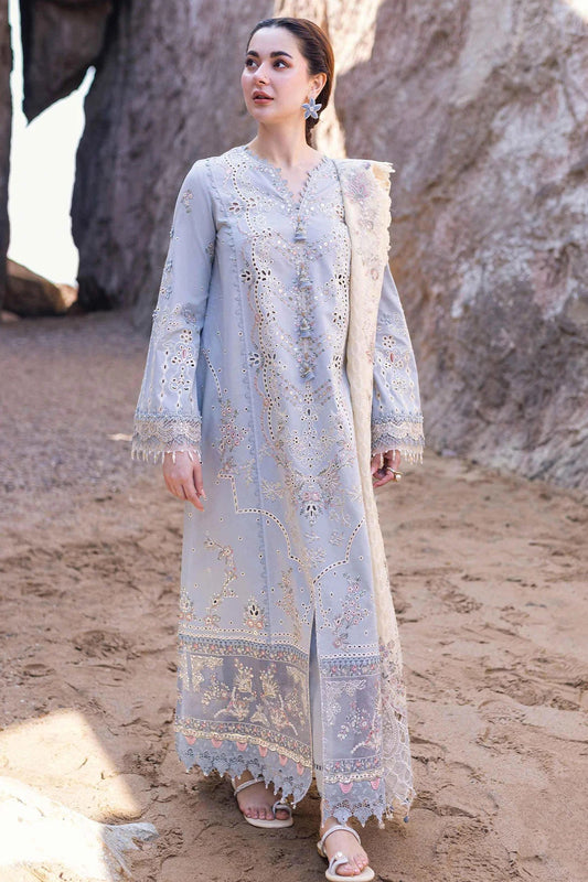 Qalamkar - Saahil Kinaare - Lawn Chikankari Unstitched 3Pcs - FP-04 Firuze
