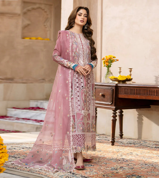 Bin Ilyas - 407-B - Luxury Lawn Embroidered 3 Piece Unstitched